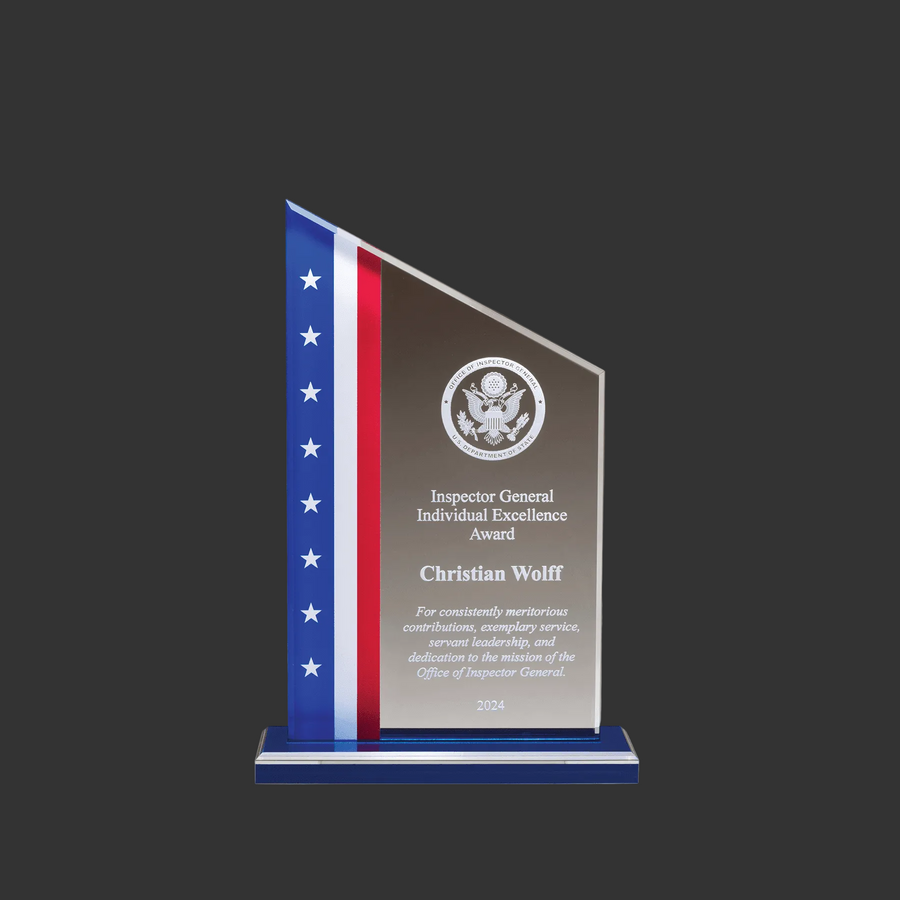 Zenith Acrylic Corporate Award with American Flag Design