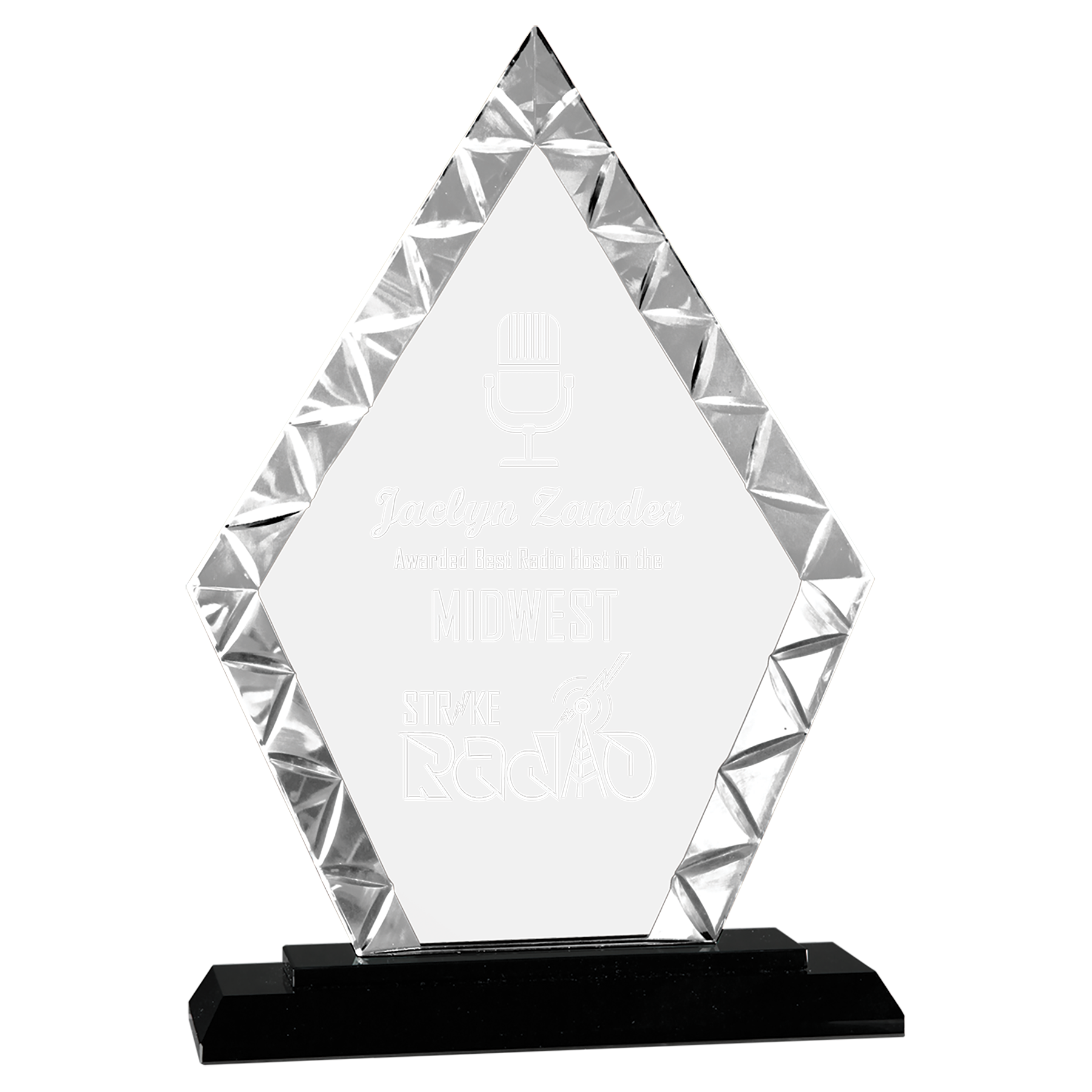 Diamond Accent Glass Award on Black Base