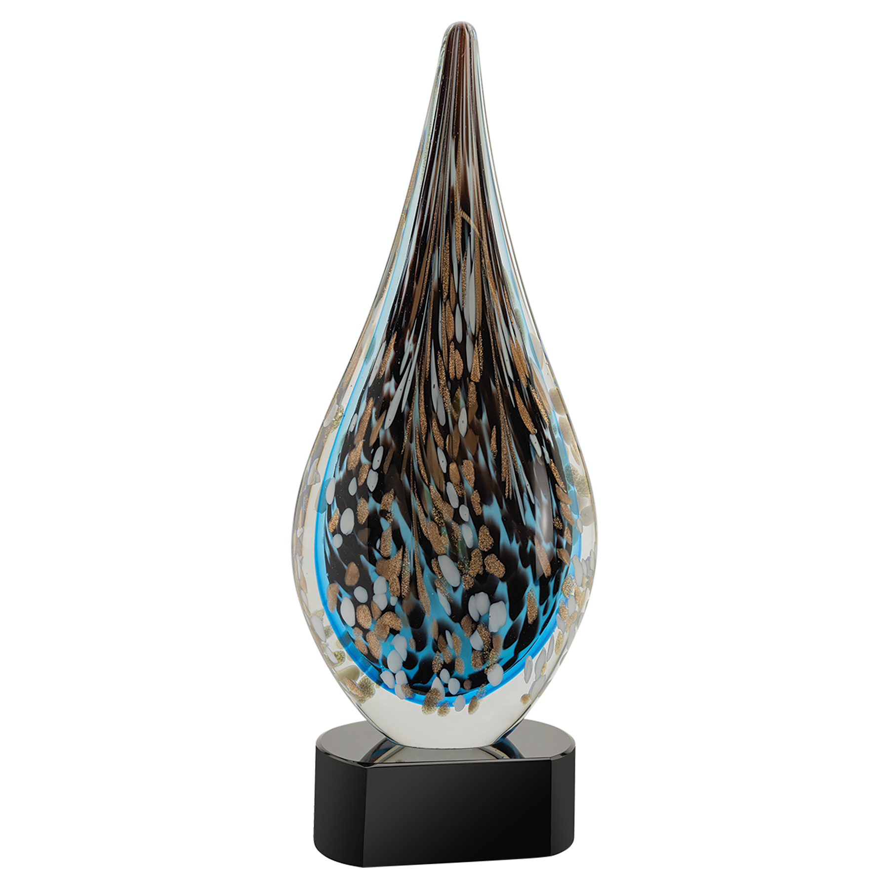 Multi-Color Hollow Raindrop Art Glass Corporate Award
