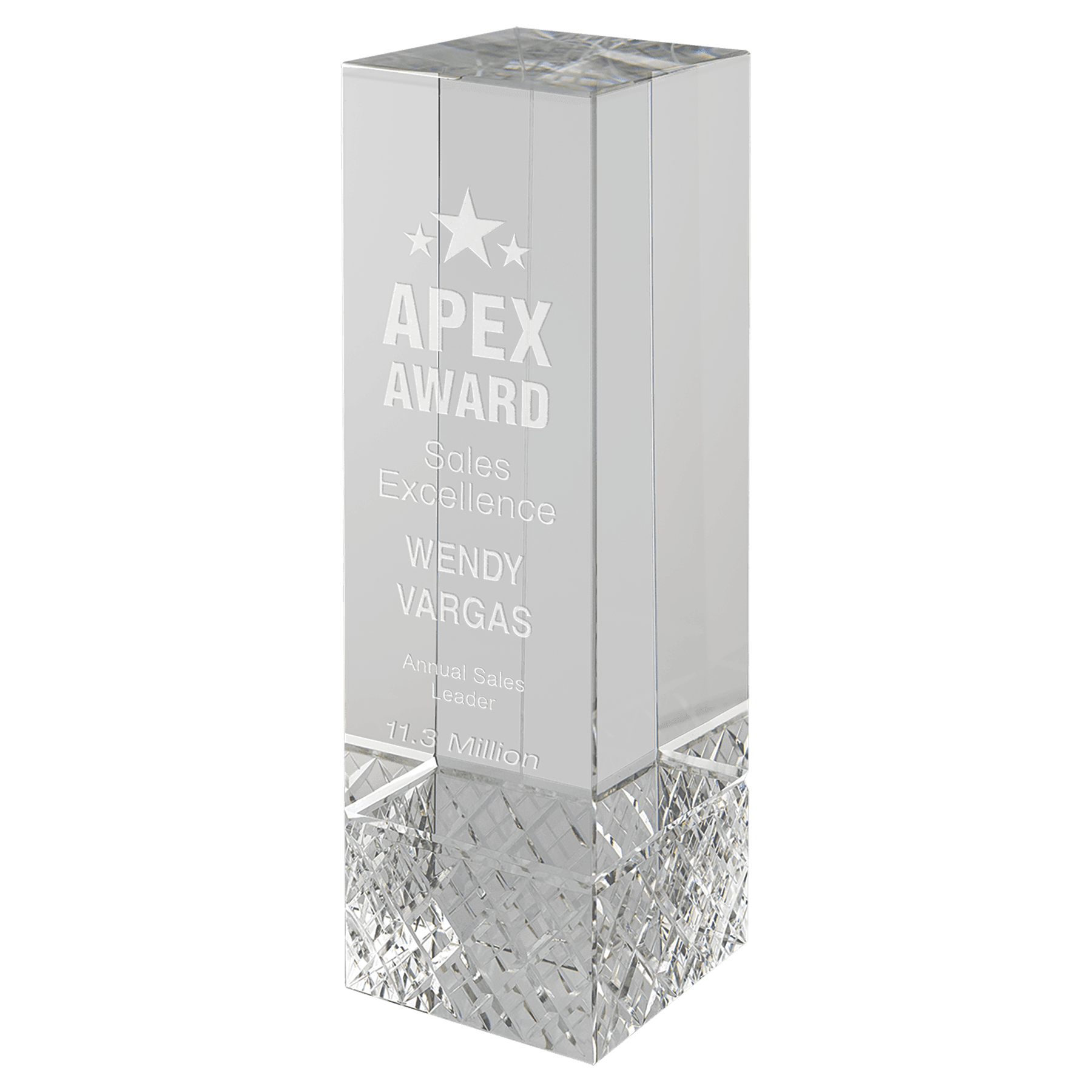 Crystal Rectangle with Jewel Base - Corporate Award