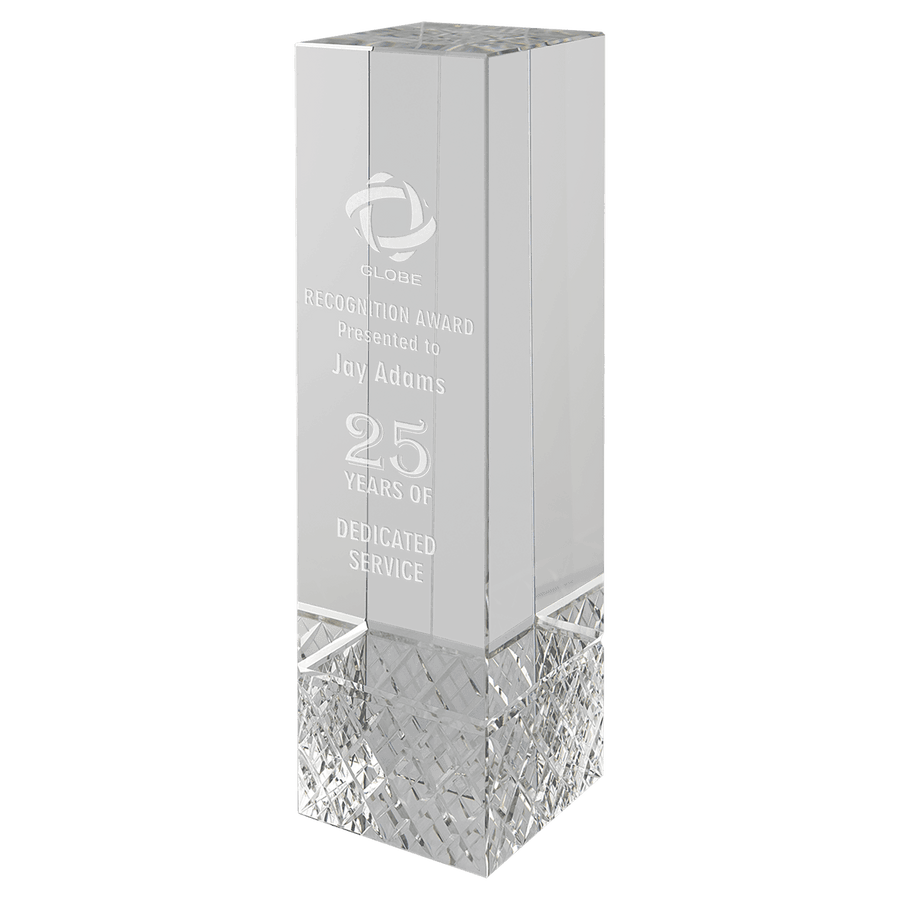 Crystal Rectangle with Jewel Base - Corporate Award