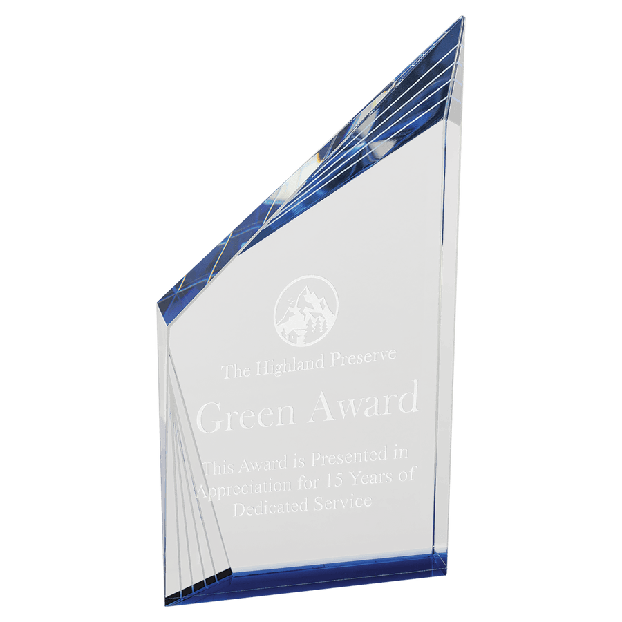 Crystal Beveled Peak Corporate Award in Black or Blue