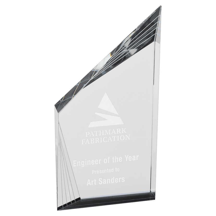 Crystal Beveled Peak Corporate Award in Black or Blue