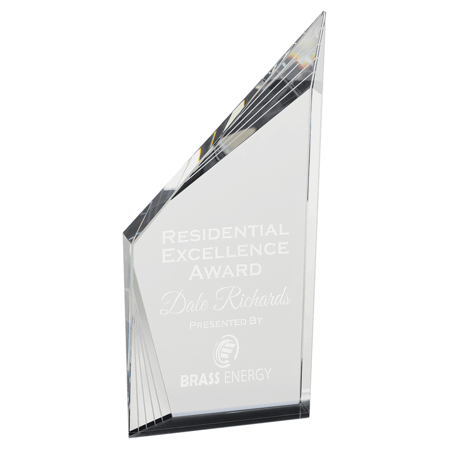 Crystal Beveled Peak Corporate Award in Black or Blue