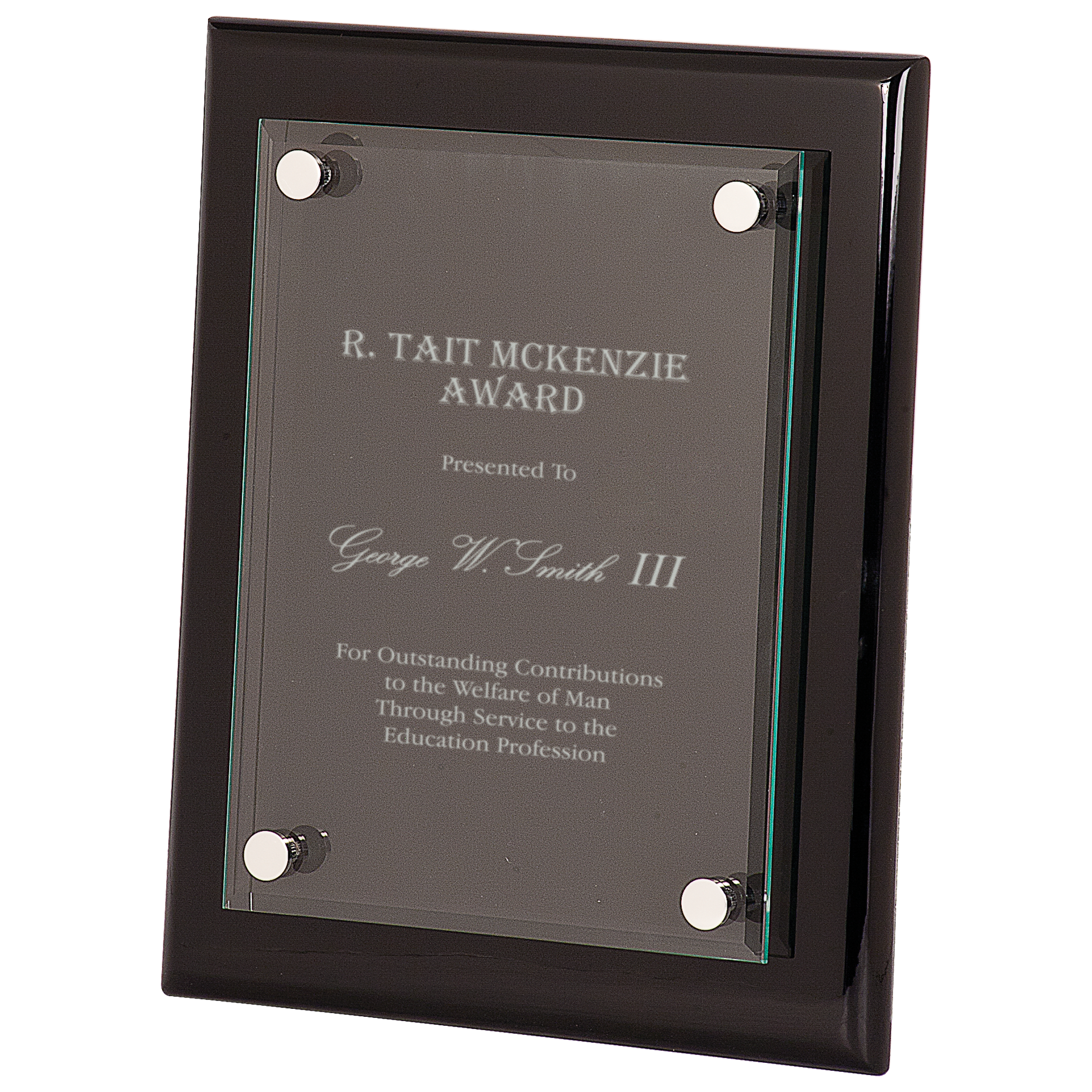 Piano Finish Floating Glass Plaque