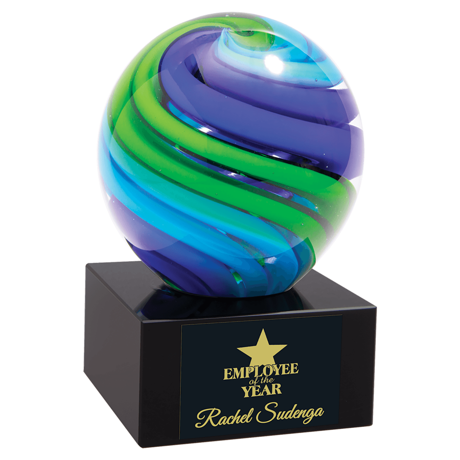 Glass Corporate Award Two-Tone Blue & Green Sphere
